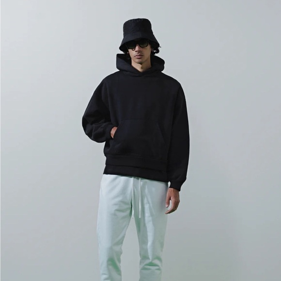 John Elliott Black Oversized Cropped Hoodie Sweatshirt, 1/Small pullover cotton - Picture 1 of 12
